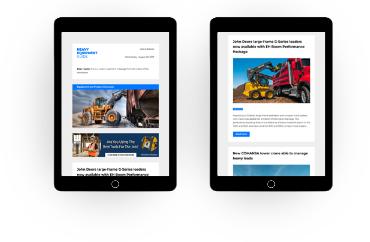 The Heavy Equipment Guide digital newsletter on iPad